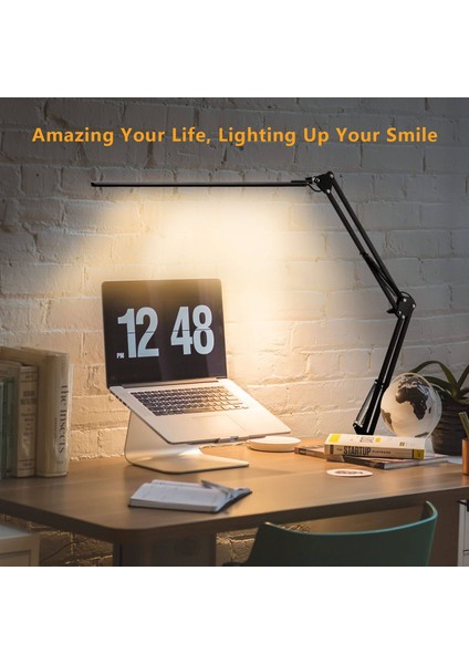 LED Kısılabilir Ofis Masa Lambası USB Şarj Portu, 3 Aydınlatma Modları ile 10 Parlaklık