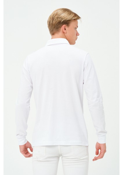 Erkek Uzun Kollu Türkiye Cumhuriyeti 100.YIL Özel Beyaz Polo Yaka T-Shirt modelleri
