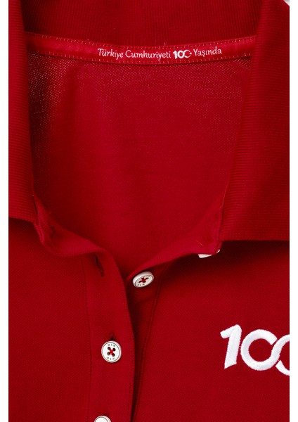 Erkek Kısa Kollu Türkiye Cumhuriyeti 100.YIL Özel Kırmızı Polo Yaka T-Shirt fırsatları