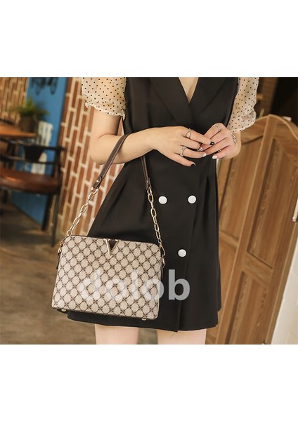 Ilkbahar Yaz Kadın Moda Kolay Retro Baskılı Kabuk Eğik Omuz Zinciri El Gelgit Çantası (Yurt Dışından) modelleri