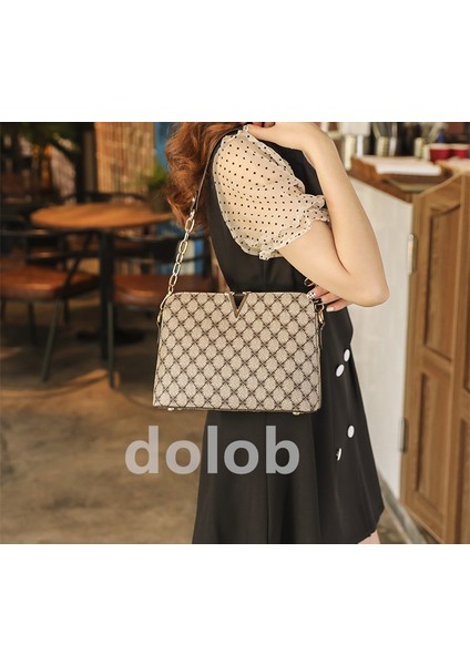 Ilkbahar Yaz Kadın Moda Kolay Retro Baskılı Kabuk Eğik Omuz Zinciri El Gelgit Çantası (Yurt Dışından) fırsatları
