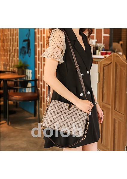 Ilkbahar Yaz Kadın Moda Kolay Retro Baskılı Kabuk Eğik Omuz Zinciri El Gelgit Çantası (Yurt Dışından) indirimleri
