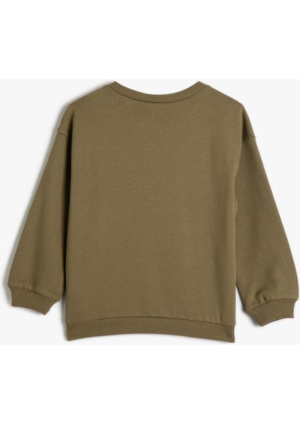 Sweatshirt Uzun Kollu Bisiklet Yaka Şehir Baskı Detaylı Şardonlu fiyatları