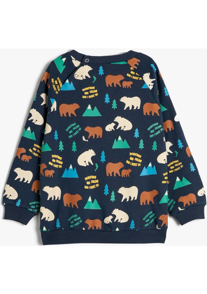 Pamuklu Sweat Ayı Baskılı Uzun Kollu Bisiklet Yaka fiyatları