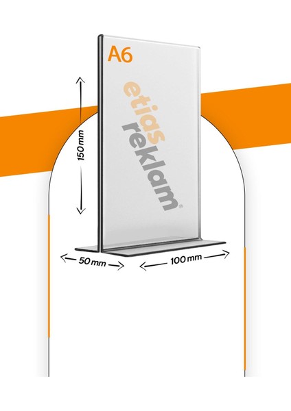 Etias Reklam A6 T Tipi Dikey 5'li Masa Üstü 2.8 mm Şeffaf Pleksi Föylük / Broşürlük