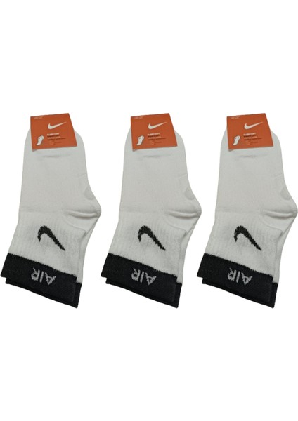 3 Çift Tikli Beyaz Renk Kutulu Unisex Uzun Tenis Çorap Kısabeyazçizgili