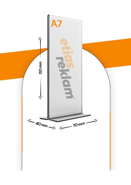 Etias Reklam A7 T Tipi Dikey 5'li Masa Üstü Şeffaf Pleksi Föylük / Broşürlük