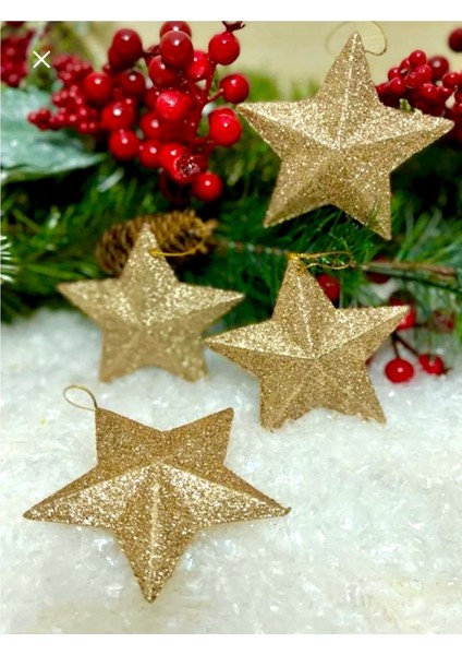 Yılbaşı Ağacı Süsü Gold Yıldız Set