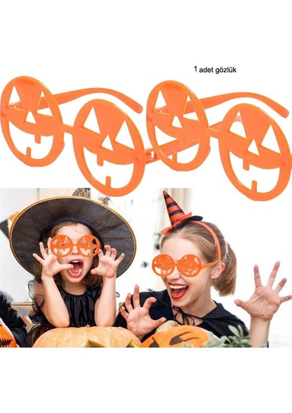 Halloween Camsız Balkabağı Şekilli Parti Gözlüğü 1 Adet Turuncu Renk