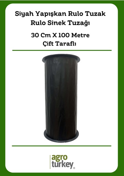 | Sera Ve Bahçe İçin Siyah Yapışkan Rulo Tuzak- Rulo Sinek Tuzağı - 30 Cm X 100 Metre- Çift Taraflı