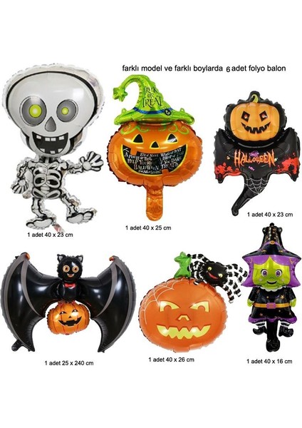 Halloween Temalı Şekilli Süpershape Folyo Balon 6 Adet 40 cm