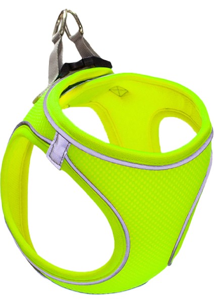Air Mesh Kedi Köpek Göğüs Tasması Çift Reflektörlü, Terletmeyen Neon Sarı / Neon Yellow
