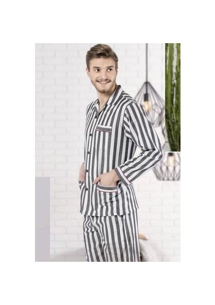 Boy Çizgili Poplin Kumaş Pijama Takımı