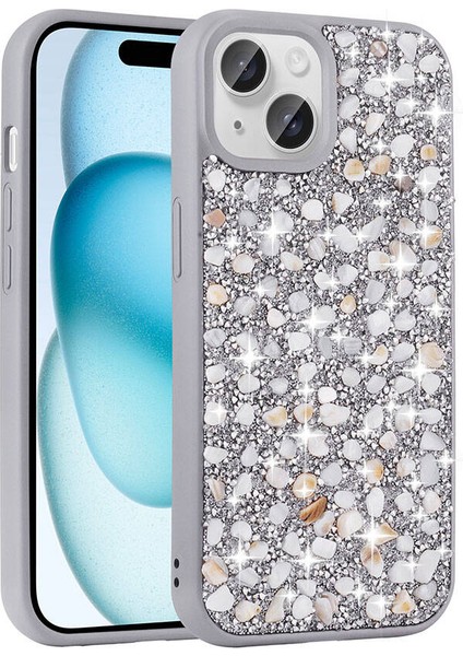 Apple iPhone 15 Kılıf Renkli Taşlı Parlak Linea Kapak