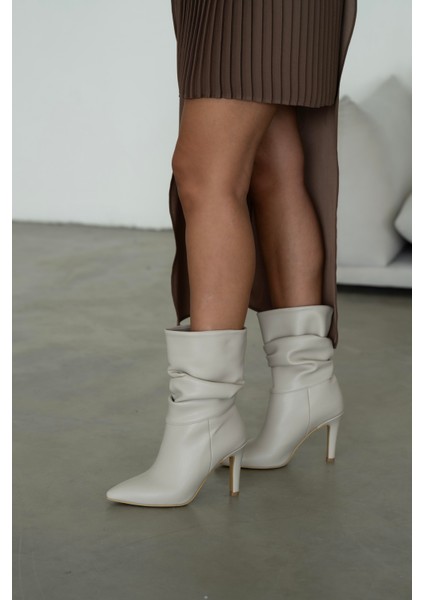 Bej Körüklü Çizme 9,5 cm Topuk fiyatları