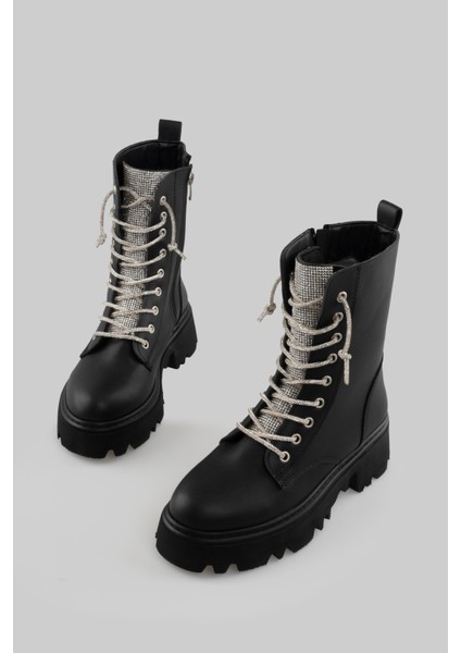 Bağcık Taş Detaylı Bot Siyah indirimleri