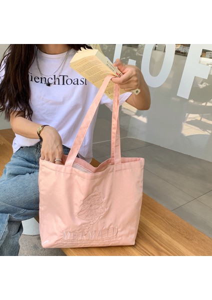 Işlemeli Büyük Kapasiteli Kanvas Çanta Kadın Çanta Omuz Çantası (Yurt Dışından)