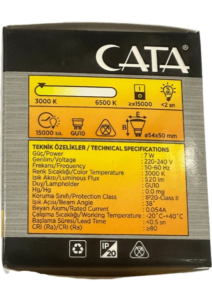 CT-4215 Günışığı 7W GU10 Duylu LED Spot Ampul (2 Adet)