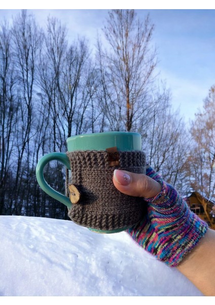 Mugme Düğmeli Eğleceli Hediyelik Bardak Fincan Termos Mug Tutucu Giysisi