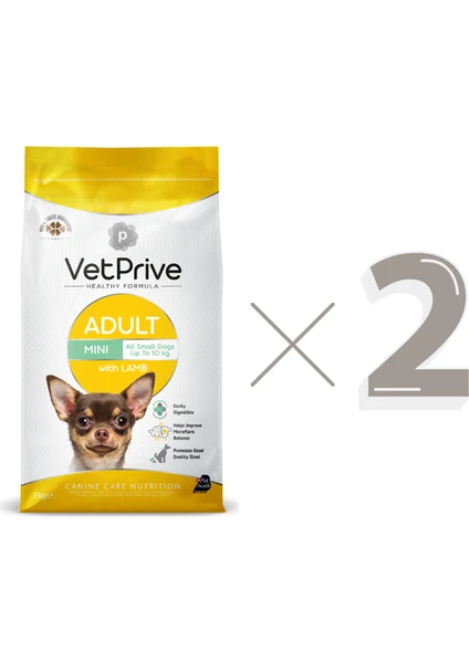 Vet Prive Mini ve Küçük Irk Yetişkin Köpek Maması Kuzu Etli 3 kg x 2 Adet