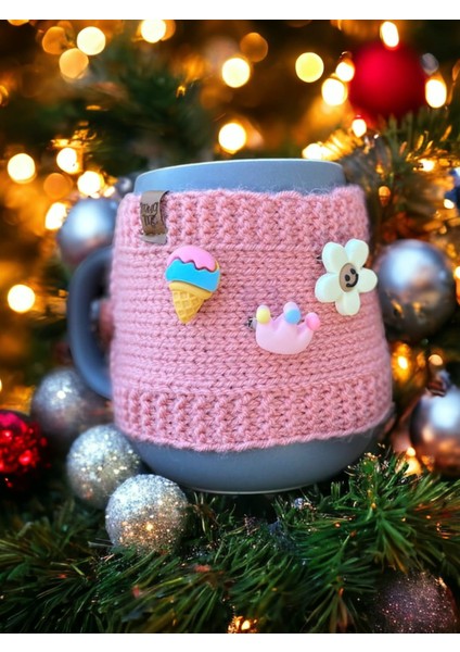 Mugme Düğmeli Eğleceli Hediyelik Bardak Fincan Termos Mug Tutucu Giysisi