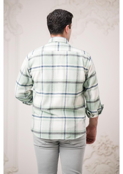 Slimfit Çift Cepli Ekoseli Pamuklu Kalın Erkek Oduncu Gömlek