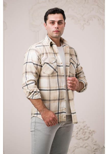 Slimfit Çift Cepli Ekoseli Pamuklu Kalın Erkek Oduncu Gömlek fiyatları