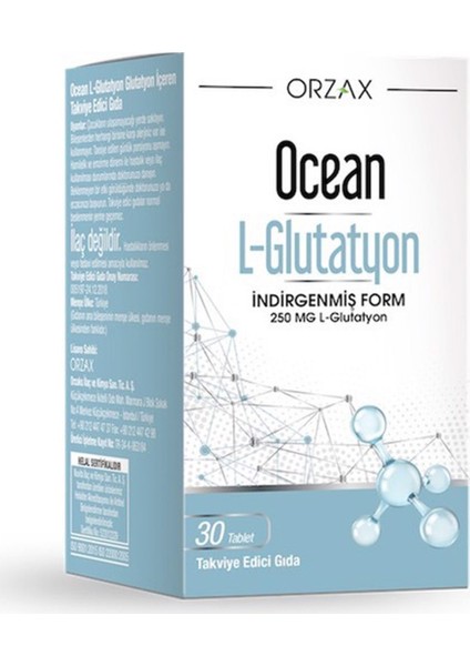 Ocean L-Glutathione 250 mg 30 Tablet Takviye Edici Gıda
