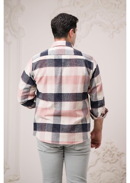 Slimfit Çift Cepli Ekoseli Pamuklu Kalın Erkek Oduncu Gömlek modelleri
