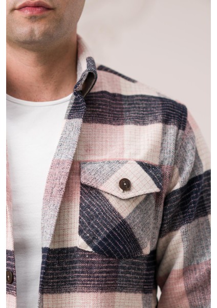 Slimfit Çift Cepli Ekoseli Pamuklu Kalın Erkek Oduncu Gömlek fırsatları