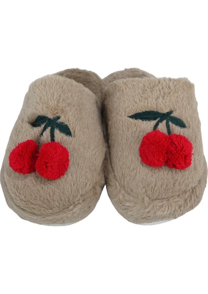 Eva Comfortline Kaydırmaz Taban ,rufidik Şirin Üşümeyen Ayaklar Tüylü Iç Astar Kırmızı Kiraz Figürlü Kadın Terlik
