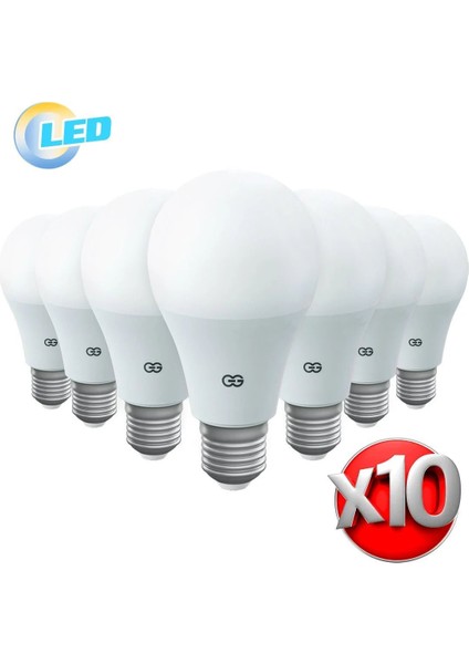 10'lu LED Ampul 7W Sarı Işık E27 (3000K 220-240V)