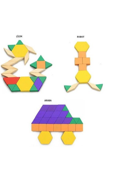 Ahşap 125 Parça Blok Tangram Puzzle