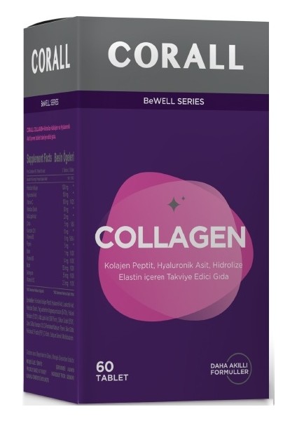 Collagen 60 Tablet ( Kolajen Peptit, Hyaluronik Asit, Hidrolizeelastin Içerentav