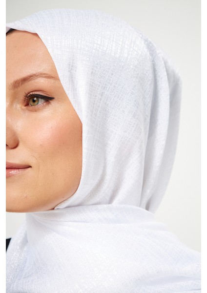 Sakafashion Melisa Hasır Desenli Jakarlı Şal - Kırık Beyaz