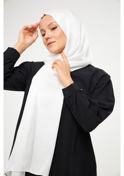 Sakafashion Melisa Hasır Desenli Jakarlı Şal - Kırık Beyaz