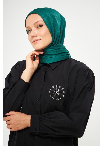 Sakafashion Hasır Desenli Jakarlı Şal - Zümrüt Yeşili