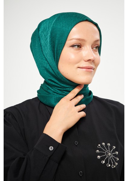 Sakafashion Hasır Desenli Jakarlı Şal - Zümrüt Yeşili