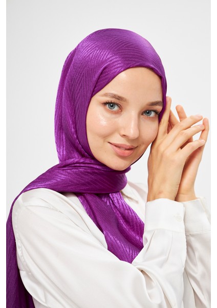 Sakafashion Jakarlı V Desenli Şal - Mor