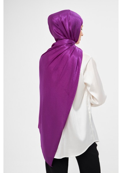 Sakafashion Jakarlı V Desenli Şal - Mor