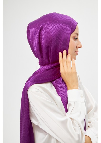 Sakafashion Jakarlı V Desenli Şal - Mor