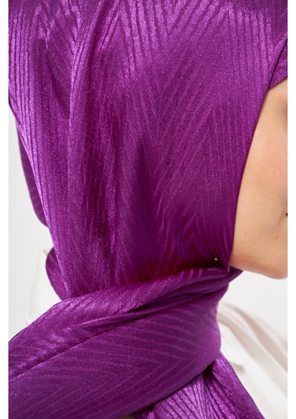 Sakafashion Jakarlı V Desenli Şal - Mor