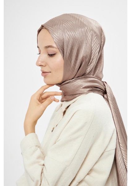 Sakafashion Jakarlı V Desenli Şal - Kahve