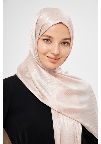 Sakafashion Jakarlı V Desenli Şal - Krem