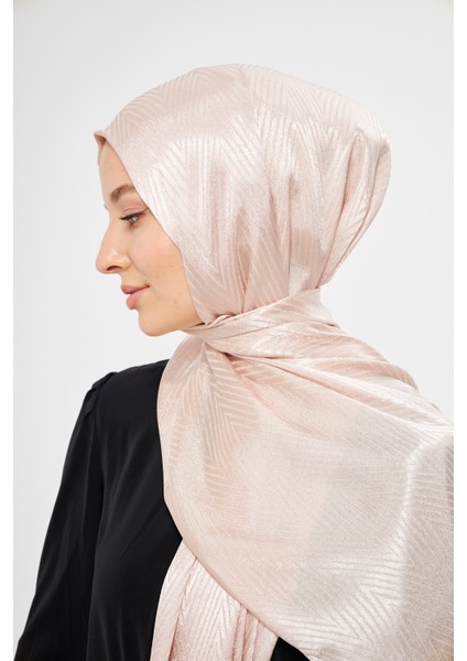 Sakafashion Jakarlı V Desenli Şal - Krem