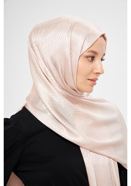Sakafashion Jakarlı V Desenli Şal - Krem