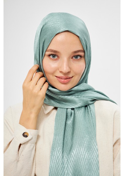 Sakafashion Jakarlı V Desenli Şal - Su Yeşili