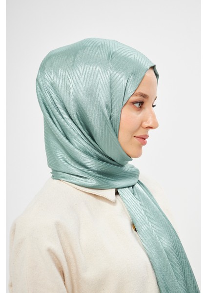 Sakafashion Jakarlı V Desenli Şal - Su Yeşili