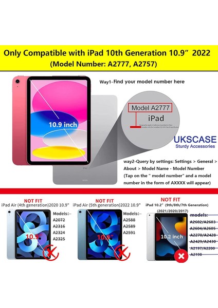 Ipad 10. Nesil 10.9 Inç 2022 360° Dönebilen Standlı Kılıf