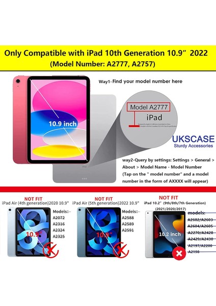 Ipad 10. Nesil 10.9 Inç 2022 360° Dönebilen Standlı Kılıf